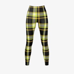 Yellow & Black Checkered Pattern Leggings - Yellow