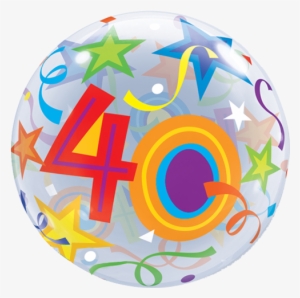 22" Single Bubble Age 40 Brilliant Stars Balloon - 40 Birthday Balloons Png
