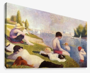 A Swimming Pool In Asniere By Seurat Canvas Print - Bathers At Asnieres