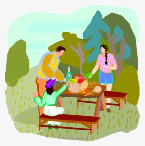 Family Picnic Royalty Free Vector Clip Art Illustration - Comma Rule 10