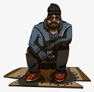 Homeless Clipart Transparent - Homeless Person Cartoon Png