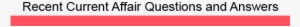Recent Current Affair Questions And Answer - Orange