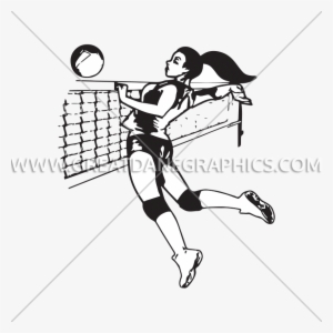 Volleyball Jump Spike - Spike Volleyball Black And White