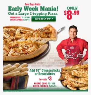 With This Transparent Png Of Papa John's Promotions, - Papa John's (email Delivery)