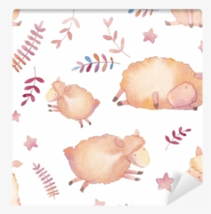 Watercolor Lambs Seamless Pattern - Sheep