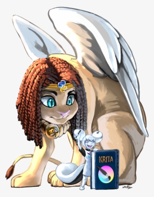 Kiki, The Krita Mascot, Is On The Foreground, Leaning - Krita