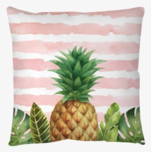 Watercolor Vector Banner Tropical Leaves And Pineapple - Watercolor Painting