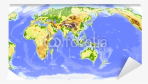 Physical World Vector Map, Centered On Asia Vinyl Wall - World Map