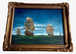 Seascape With 19th Century American Sailing Ships Watercolor - Watercolor Painting