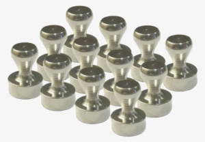 Brushed Nickel Magnetic Push Pins - Ox Magnetics 12 Brushed Nickel Magnetic Push Pins -