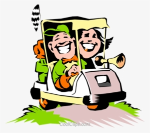 Cartoon Golf Cart - Couple In Golf Cart Cartoon