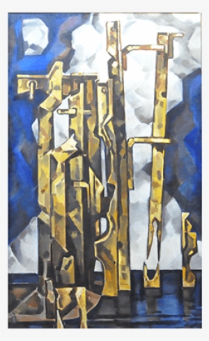 “young Man With Stereo” Oil On Canvas - Modern Art