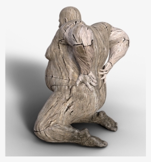 Man, Back Pain, Overweight, Kneeling, Pain, Holzfigur - Back Pain