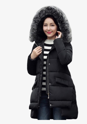Black Winter Jacket For Women Png Image - Portable Network Graphics