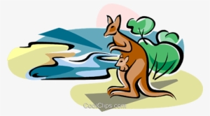 Australian Lake Eyre With Kangaroo Royalty Free Vector
