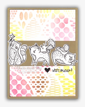 Stenciled Cats Card By Understand Blue - Blue