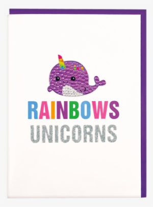 Card With Rhinestone Decal-narwhal - Decal