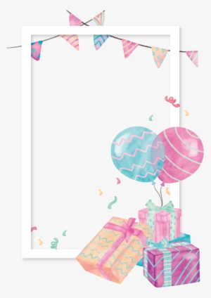 Balloon Gift Clip Art Box Border Transprent - Watercolor Balloon Decor Png