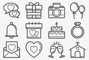 Ícones Linha Fina Boda - Wedding