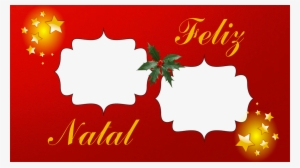 Moldura Red 2 Fotos Estrelas E Azevinho Feliz Natal - Christmas Day