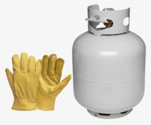 Propane Tank And Gloves To Make A Repair On A Torch - Coleman 425 Propane Conversion