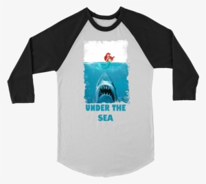 Jaws Little Mermaid Parody T-shirt Raglan Under The
