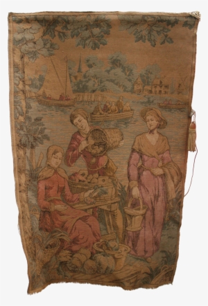 Antique French Tapestry Harvest Scene Wall Hanging - Antique