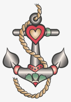 Vinilo Decorativo Tatuaje De Ancla - Anchor With Hearts Png