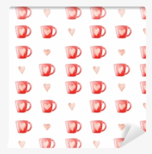 Watercolor Coffee Mugs And Hearts Pattern - Mug