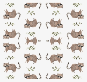 Watercolor Raccoon & Vines Grey Background By Pacemadedesigns