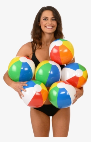 Young Woman Holding Beach Ball Png Image