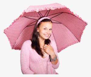 Beautiful Young Girl With Umbrella Png Image - Umbrella
