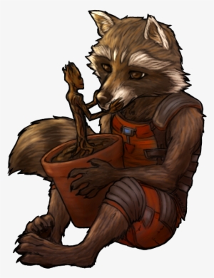 Rocket Raccoon - Rocket Raccoon And Groot Hug