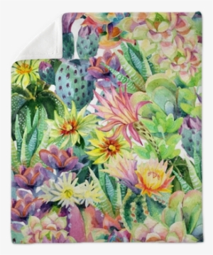 Watercolor Blooming Cactus Background Plush Blanket - Studio Oh! Small Metal Catchall Tray, Succulent Garden