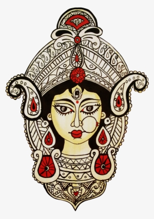 Durga Drawing Abstract - Durga Maa Face Drawing