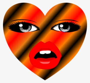 Heart, Face, Red, Eyes, Mouth - Corazon Con Ojos Png