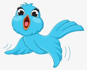 Blue Flower Clipart Comic - Bird Cartoon Transparent Background
