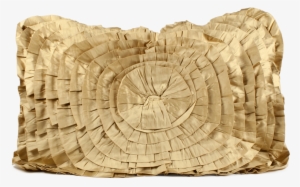 Straw Colored Ruffled Taffeta Decorative Pillow - Throw Pillow