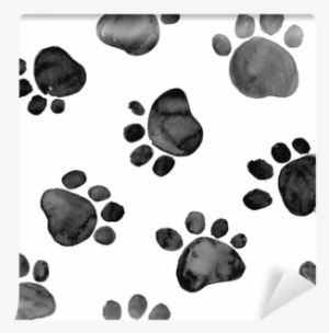Watercolor Illustration With Animal Footprints Wall - Watercolor Animal Foot Prints