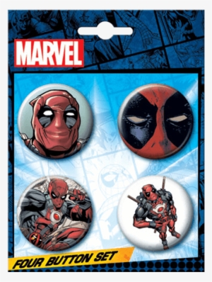 Marvel Classic Deadpool Button Set - Four Button Set Marvel Tv Logos