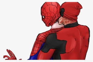Clip Art Royalty Free Library Deadpool Clipart Kisses - Deadpool Spiderman Kiss