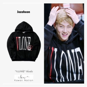 "vlone" Hoodie - Kpop Monsta X Hoodie Print Letter Cotton Cap Sweatershirt