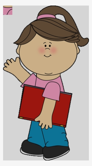 Book Clip Art Girl Walking Away Clipart - Girl With Cat Clipart