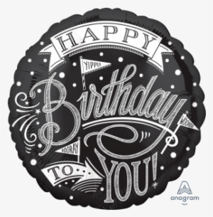 18 - Amscan Birthday Round Plate, Black/white, 7"