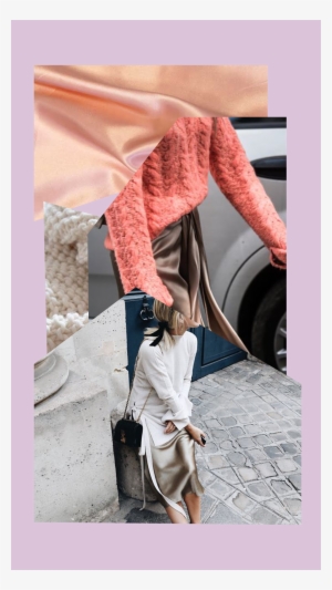 Fashion Style Collage Satin And Knitwear Street Style - Snapshot