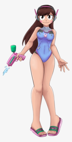 Overwatch Clothing Cartoon Fictional Character Figurine - Pool Party D Va