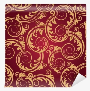 Seamless Red & Gold Swirls Wallpaper Wall Mural • Pixers® - Red And Gold Patterned Paper
