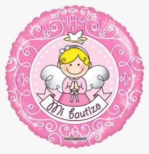 Mi Bautizo Angelita Rosa 18" Globo Met - Angelito Bautizo Rosa