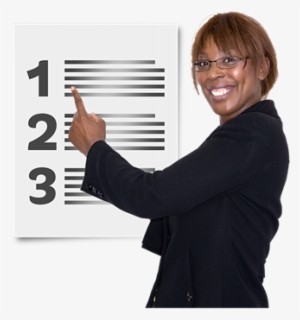 Who We Are And What We Do Woman Pointing To A List - Pointing People With Learning Disability