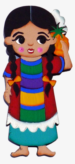 "oaxaqueña" Traditional Dress Magnet, Wooden - Oaxaqueña Dibujo